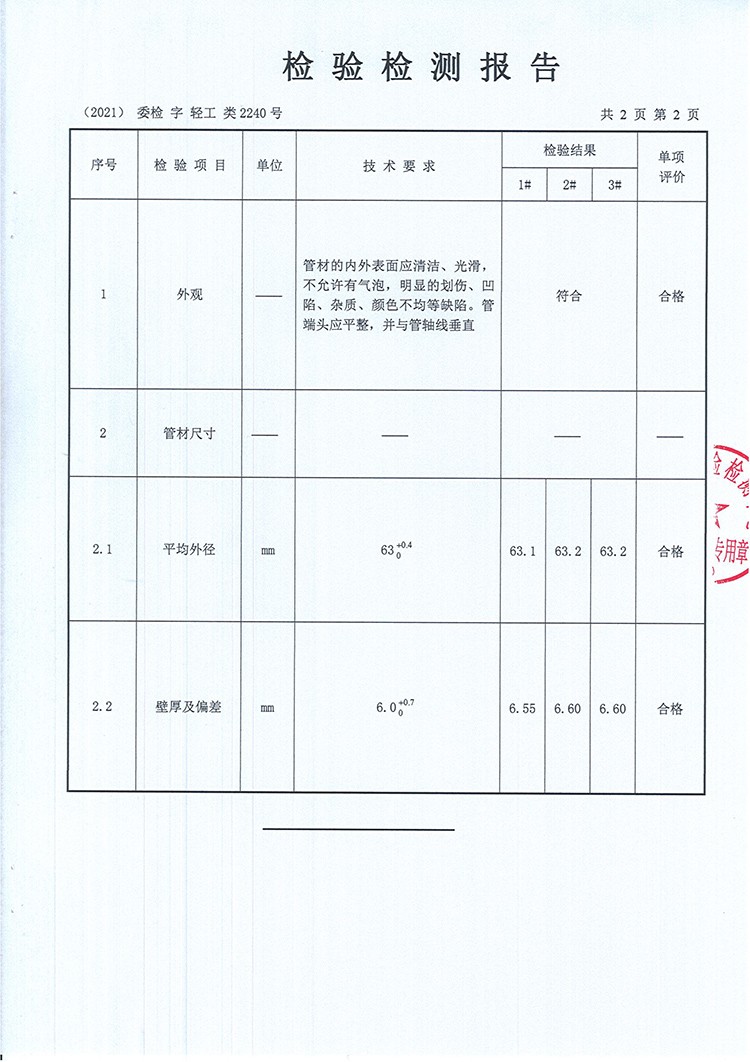 PE管材檢測報告